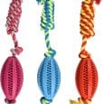 DENTAL BALLON DE RUGBY EN CAOUTCHOUC AVEC CORDE