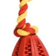 DENTAL BALLON DE RUGBY EN CAOUTCHOUC AVEC CORDE Rouge