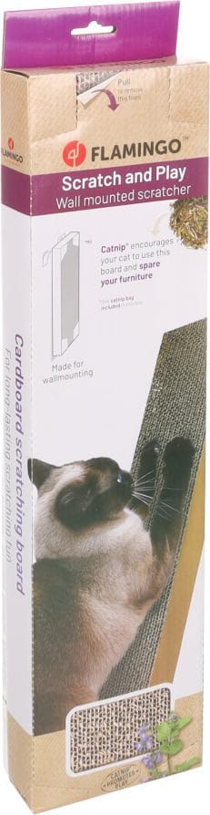 Carton à gratter Limbo Brun Flamingo avec herbe à chat pour chats