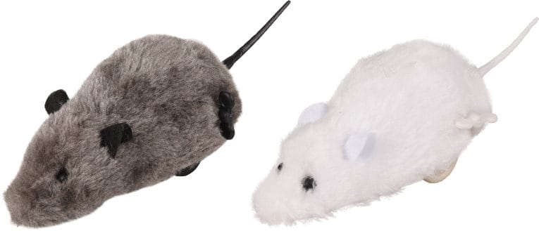 Jouet chat souris remontable Asher en blanc ou gris