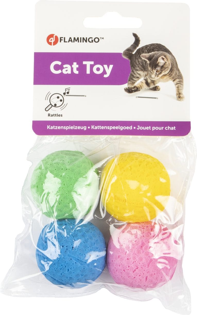 Jouet chat balle mousse Lazio Flamingo pack de 4
