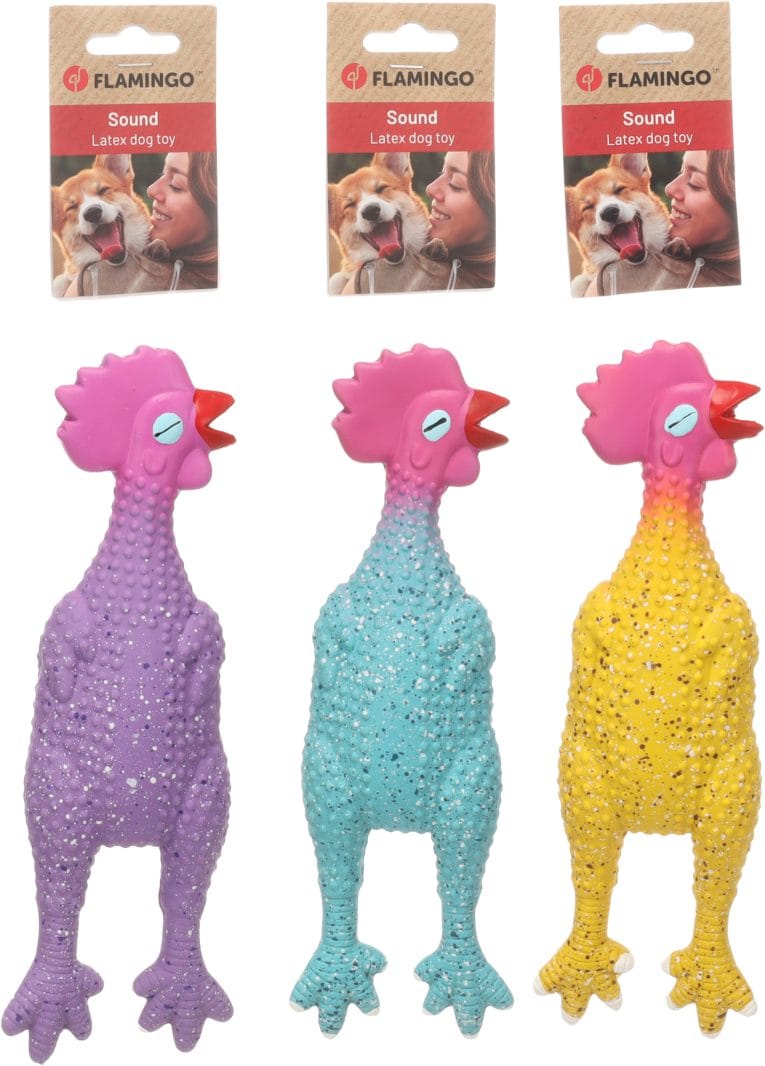 Jouet en latex poule pour chien Freckles Flamingo multicolore